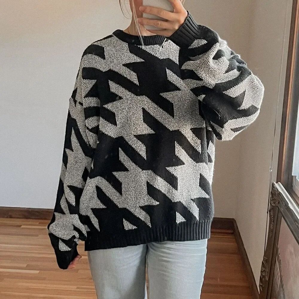 Vintage Adam Sloane Houndstooth Sweater Size XL
